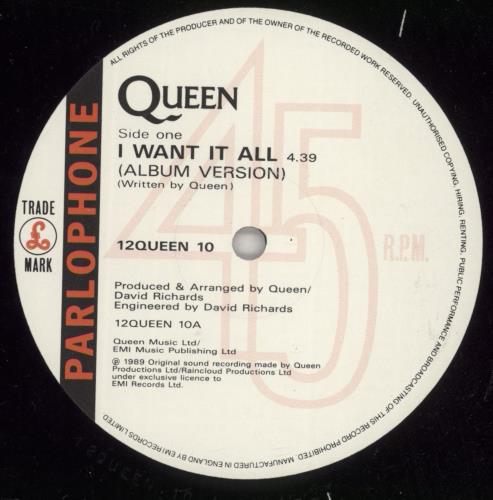 Queen I Want It All 非売品 Queen I Want It All UK 12